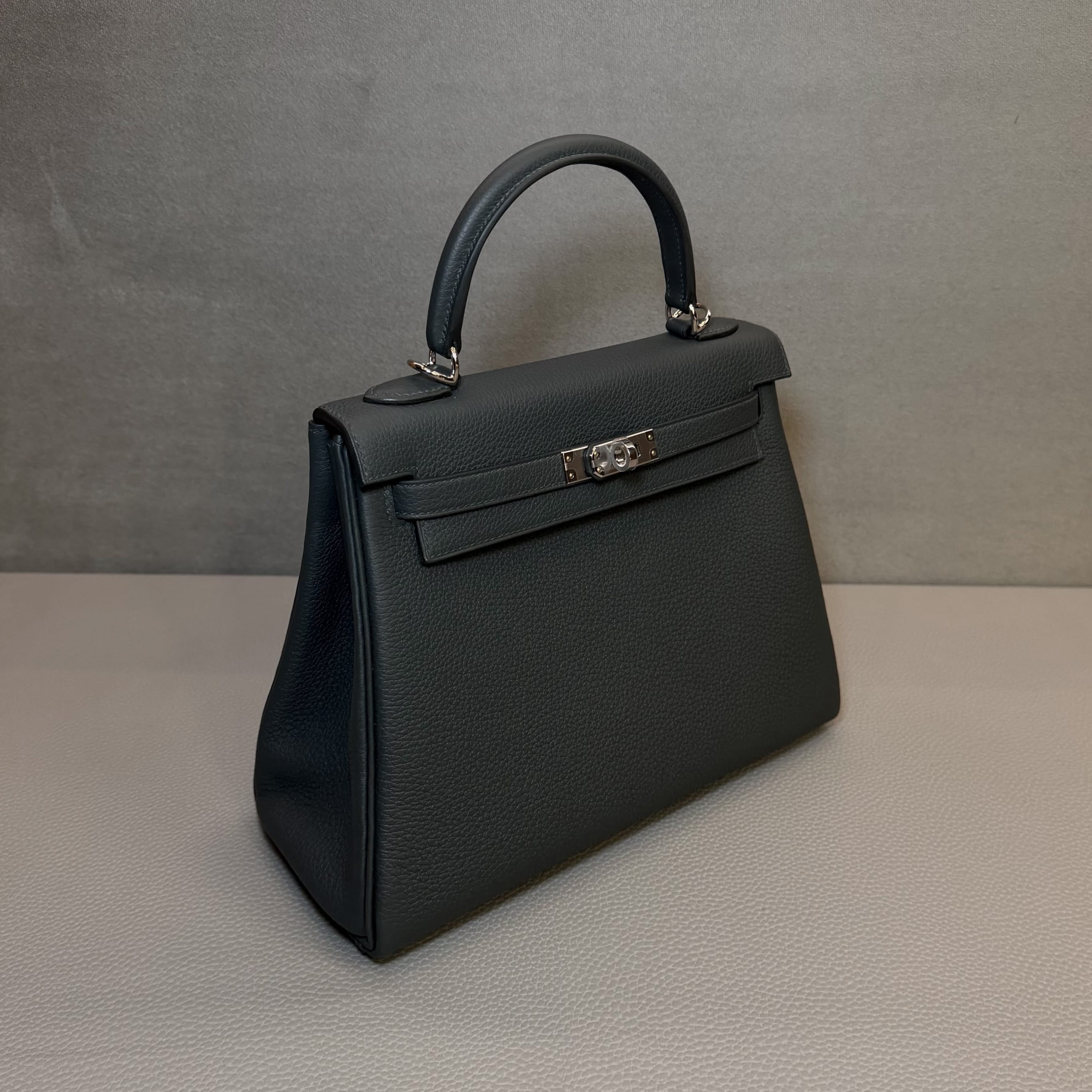 Hermès Vert Mangrove Kelly Retourne 25 Togo Palladium Hardware