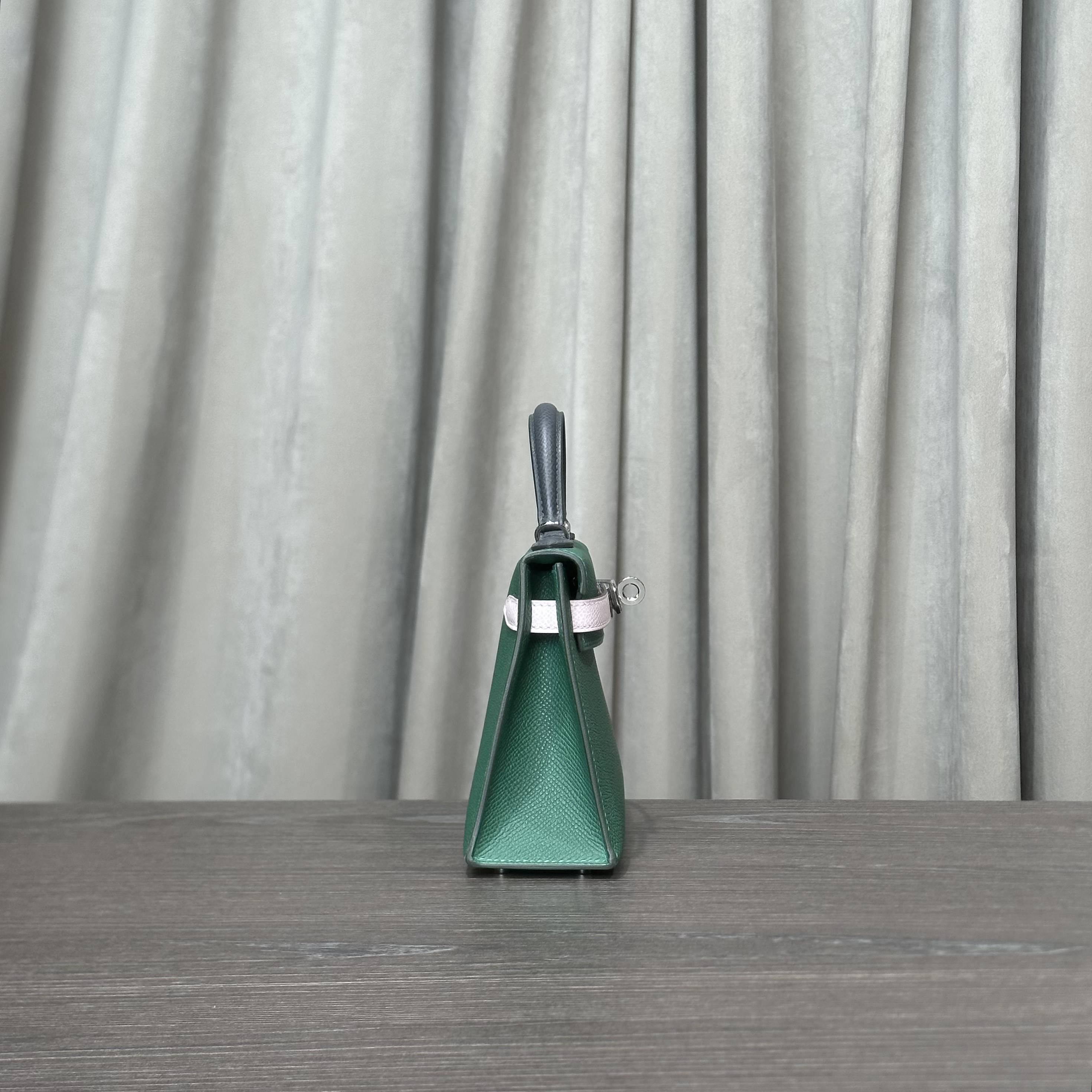 Hermès Green, Pink, Grey Kelly 20 Sellier – Tricolore Mini Kelly