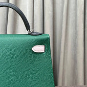 Hermès Vert Moyen/ Mauve Pale/Ardoise Kelly 20 Sellier Tricolore Epsom Palladium Hardware