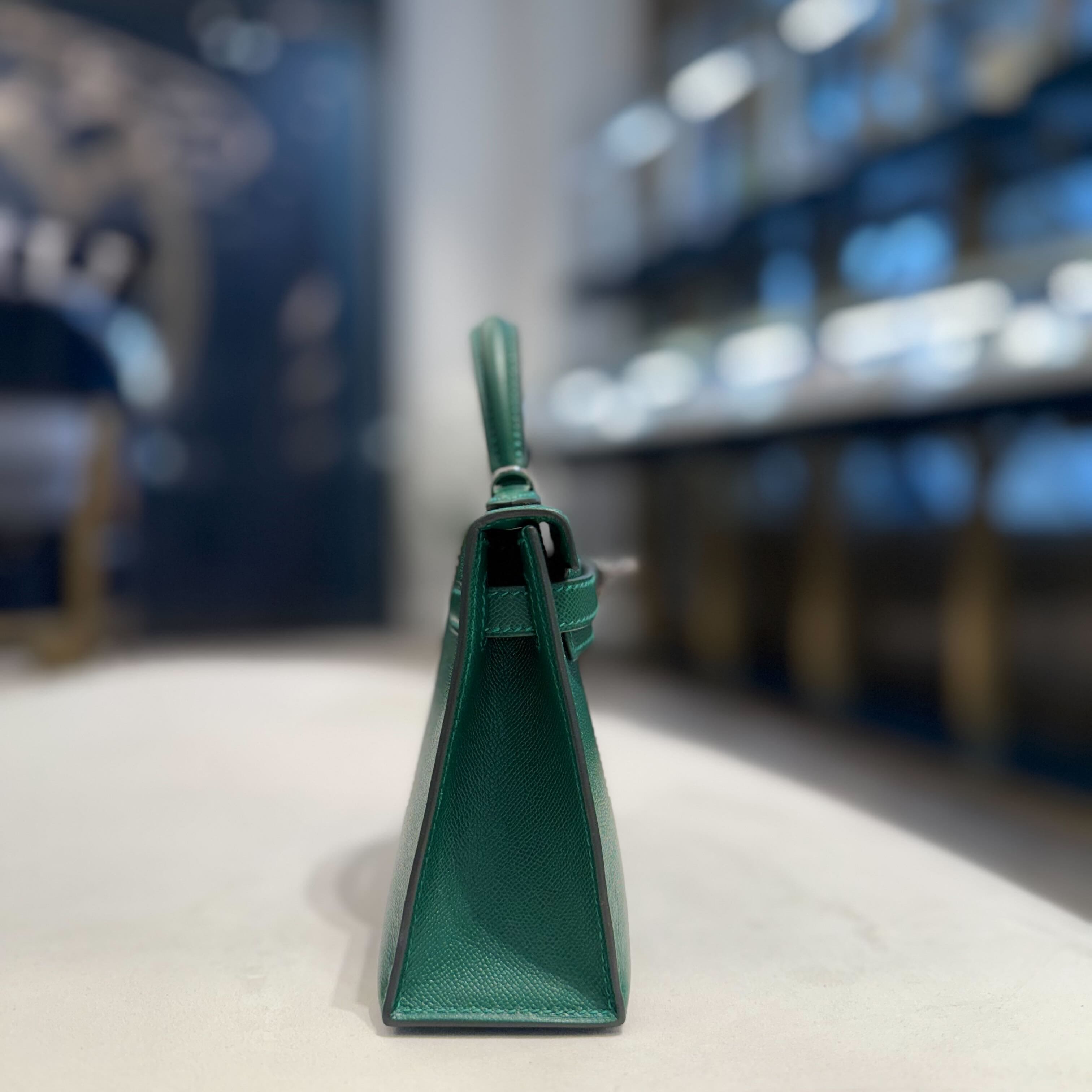 Hermès Vert Moyen Mini Kelly Sellier 20 Madame Palladium Hardware