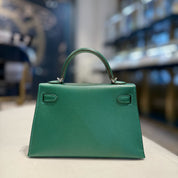 Hermès Vert Moyen Mini Kelly Sellier 20 Madame Palladium Hardware