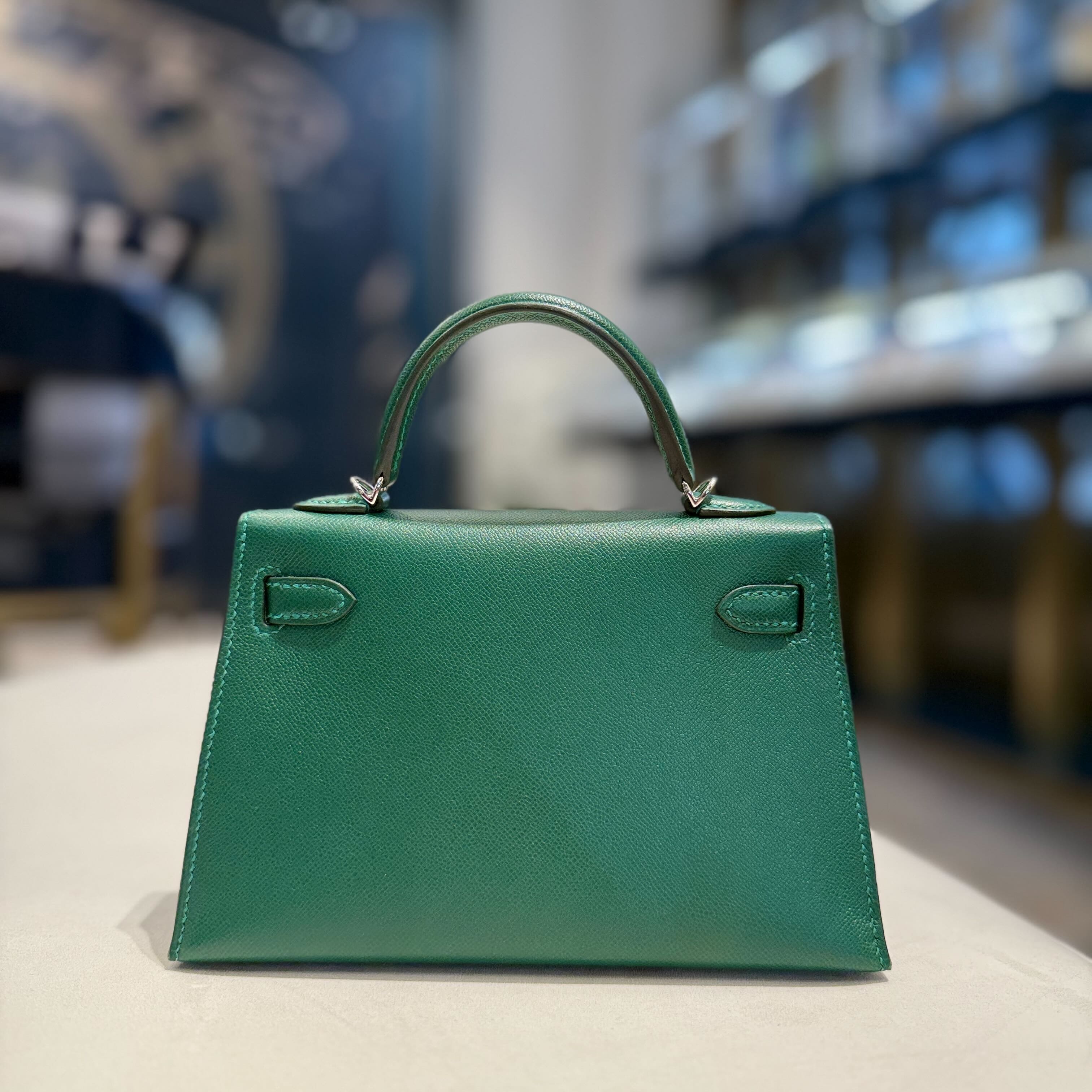 Hermès Vert Moyen Mini Kelly Sellier 20 Madame Palladium Hardware
