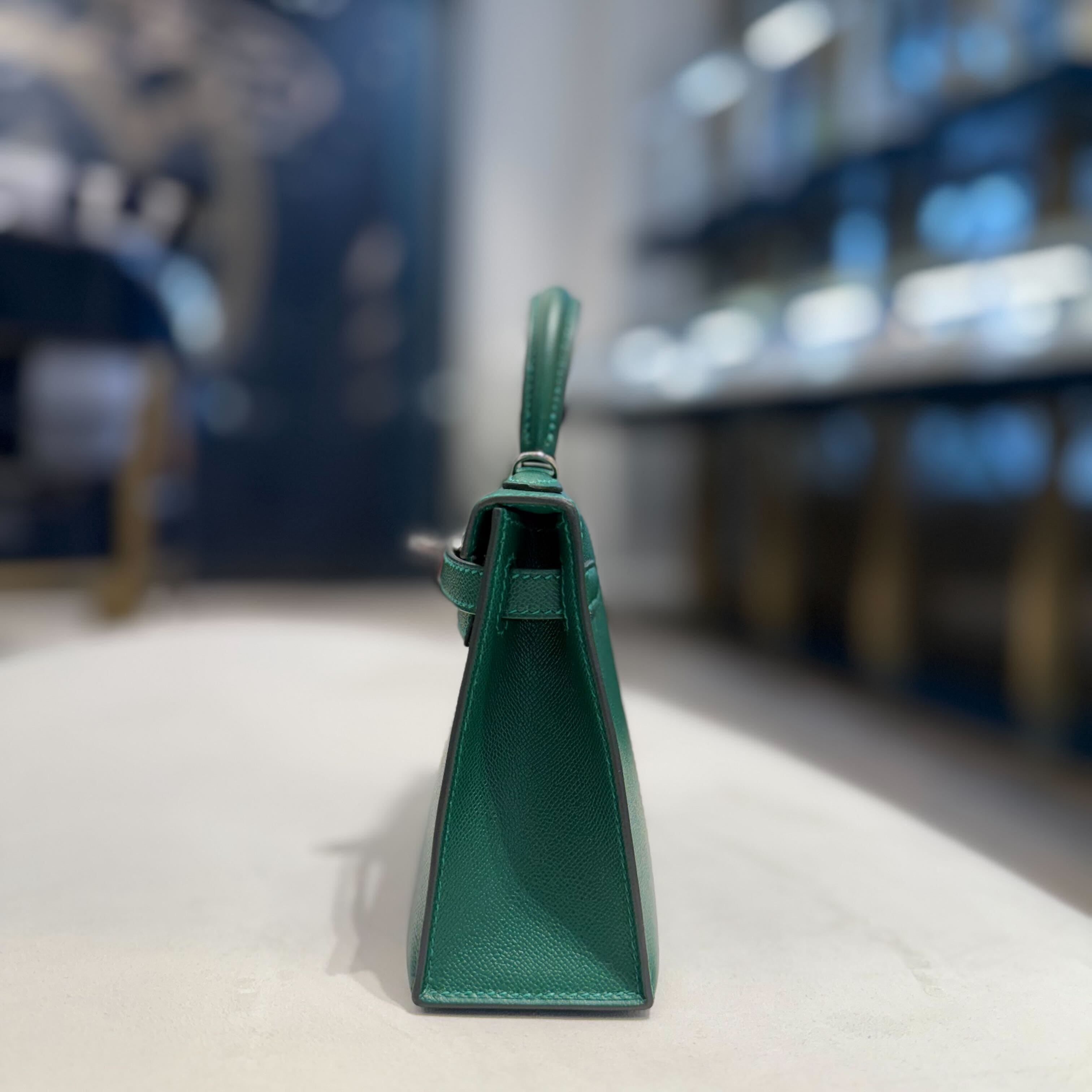 Hermès Vert Moyen Mini Kelly Sellier 20 Madame Palladium Hardware