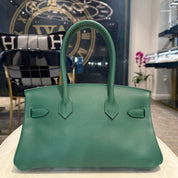 Hermès Vert Moyen Shoulder Birkin Light 29 Evercolor Palladium Hardware