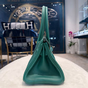 Hermès Vert Moyen Shoulder Birkin Light 29 Evercolor Palladium Hardware