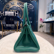 Hermès Vert Moyen Shoulder Birkin Light 29 Evercolor Palladium Hardware