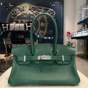 Hermès Vert Moyen Shoulder Birkin Light 29 Evercolor Palladium Hardware
