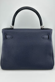 Hermès Kelly II Retourne 28 Touch Togo/ Alligator Missi Matt Bleu Nuit/ Bleu Marine Palladium Hardware