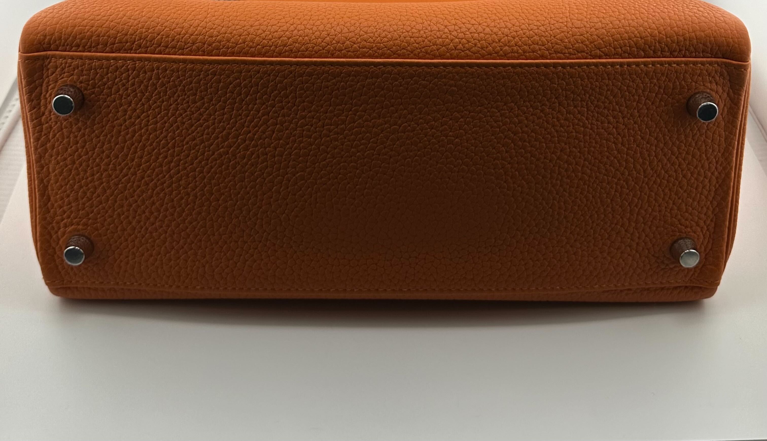 Hermès Kelly 28 Orange Togo Leather Palladium Hardware