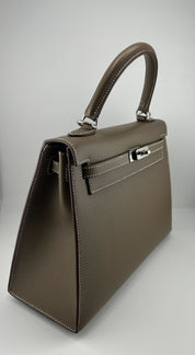 Hermès Kelly Sellier 25 Etoupe Veau Epsom Perso Palladium Hardware