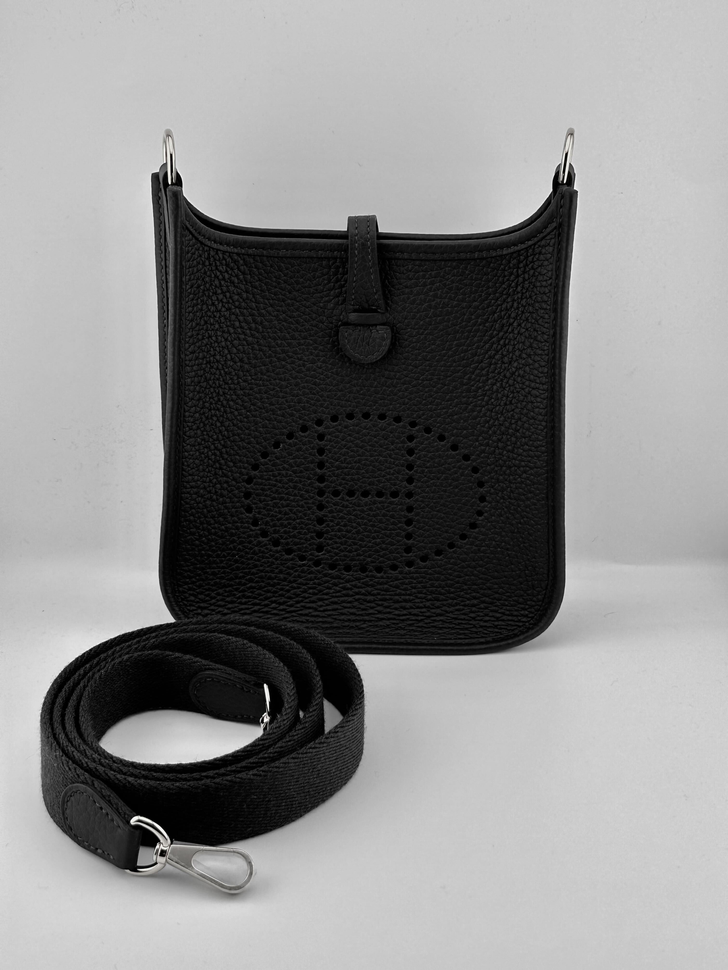 Hermès Mini Evelyne 16 Clemence Amazone Noir Palladium Hardware