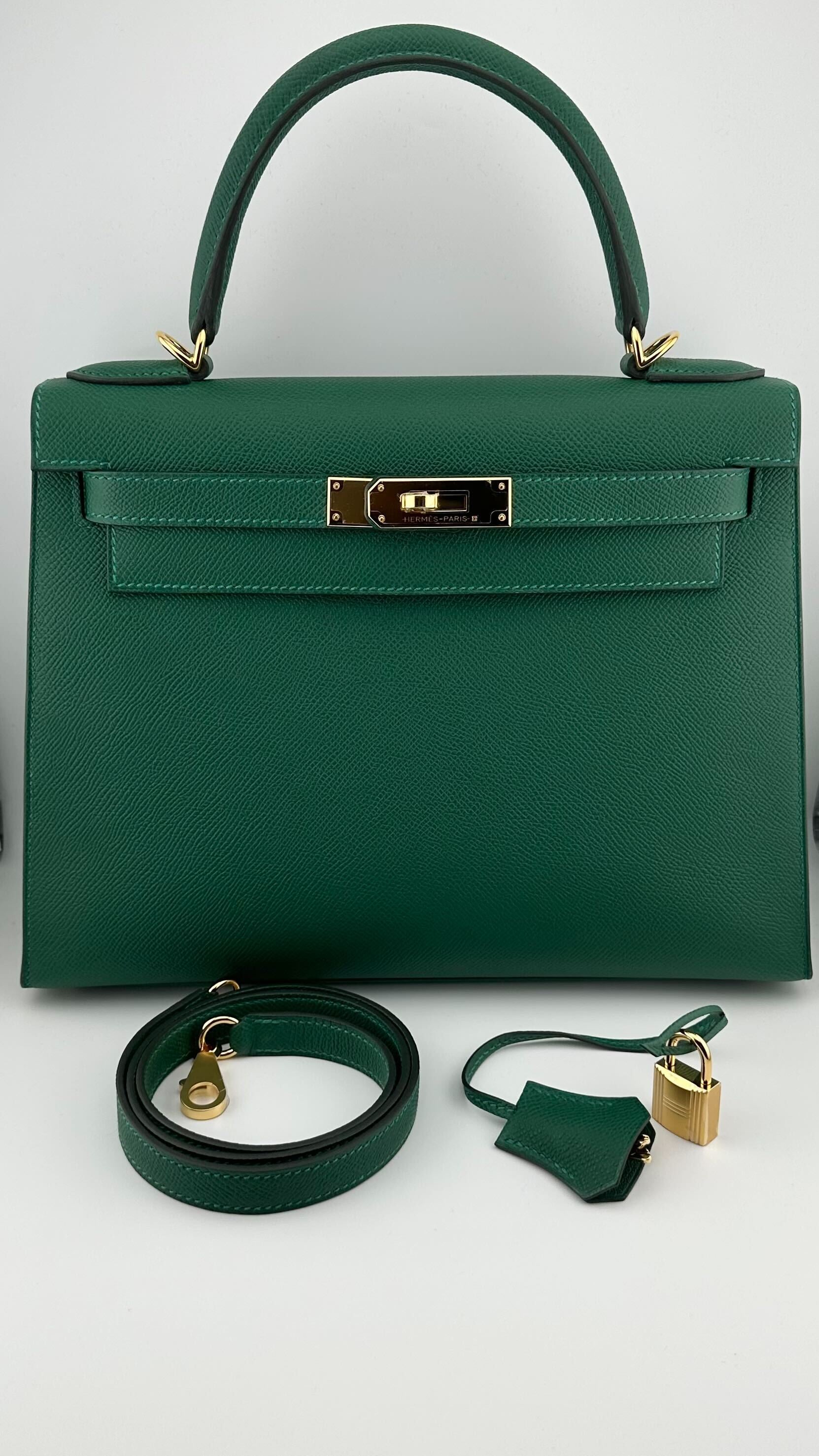 Hermès Kelly II Sellier 28 Veau Epsom Vert Moyen Gold Hardware