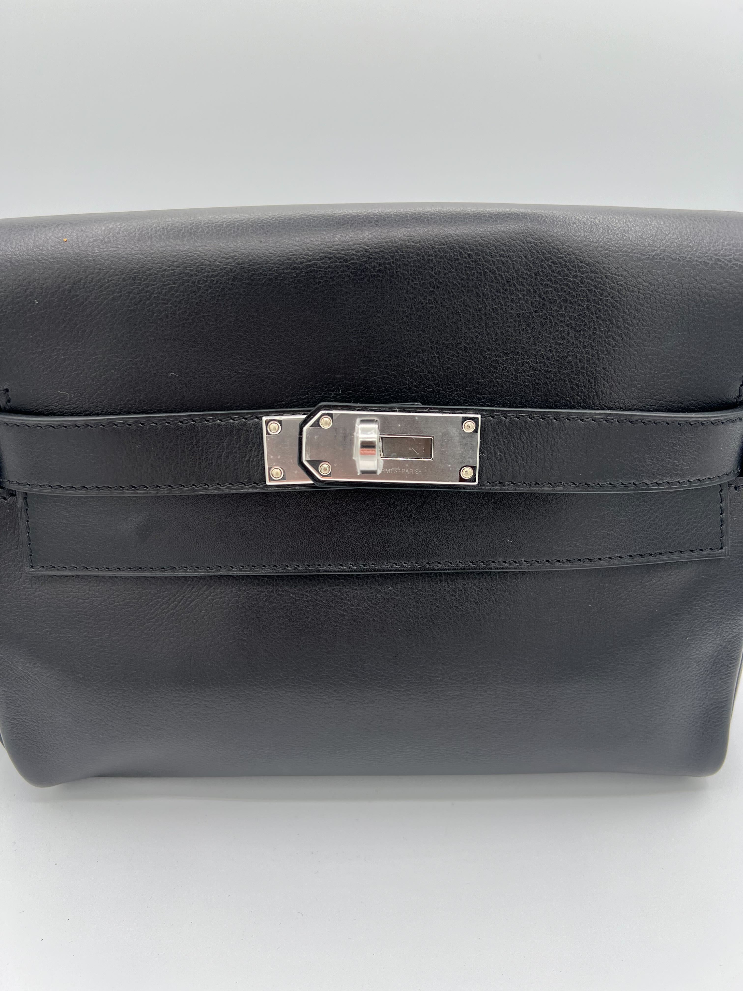 Hermès Kelly Messenger Noir Swift Leather Palladium Hardware