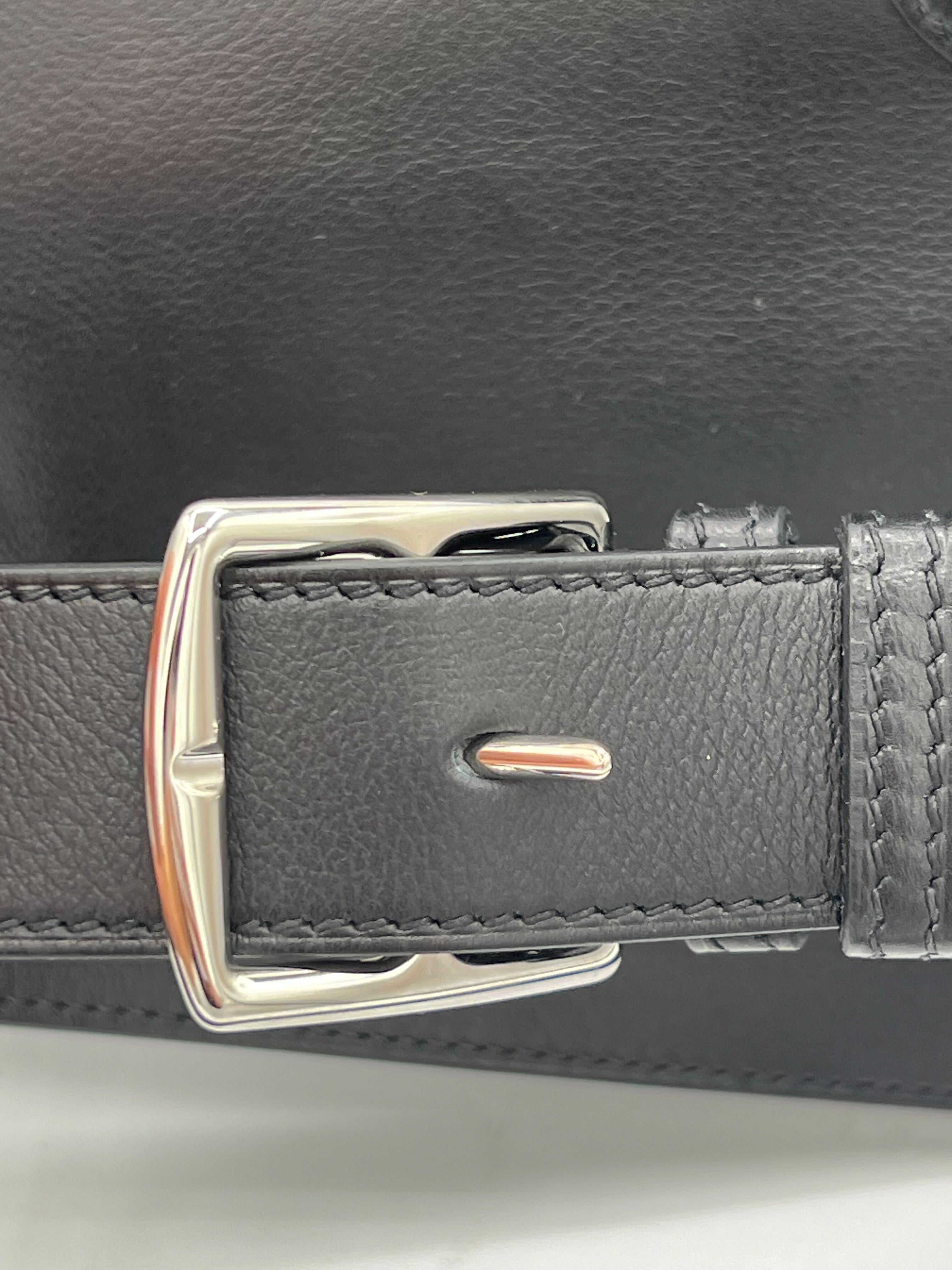 Hermès Kelly Messenger Noir Swift Leather Palladium Hardware