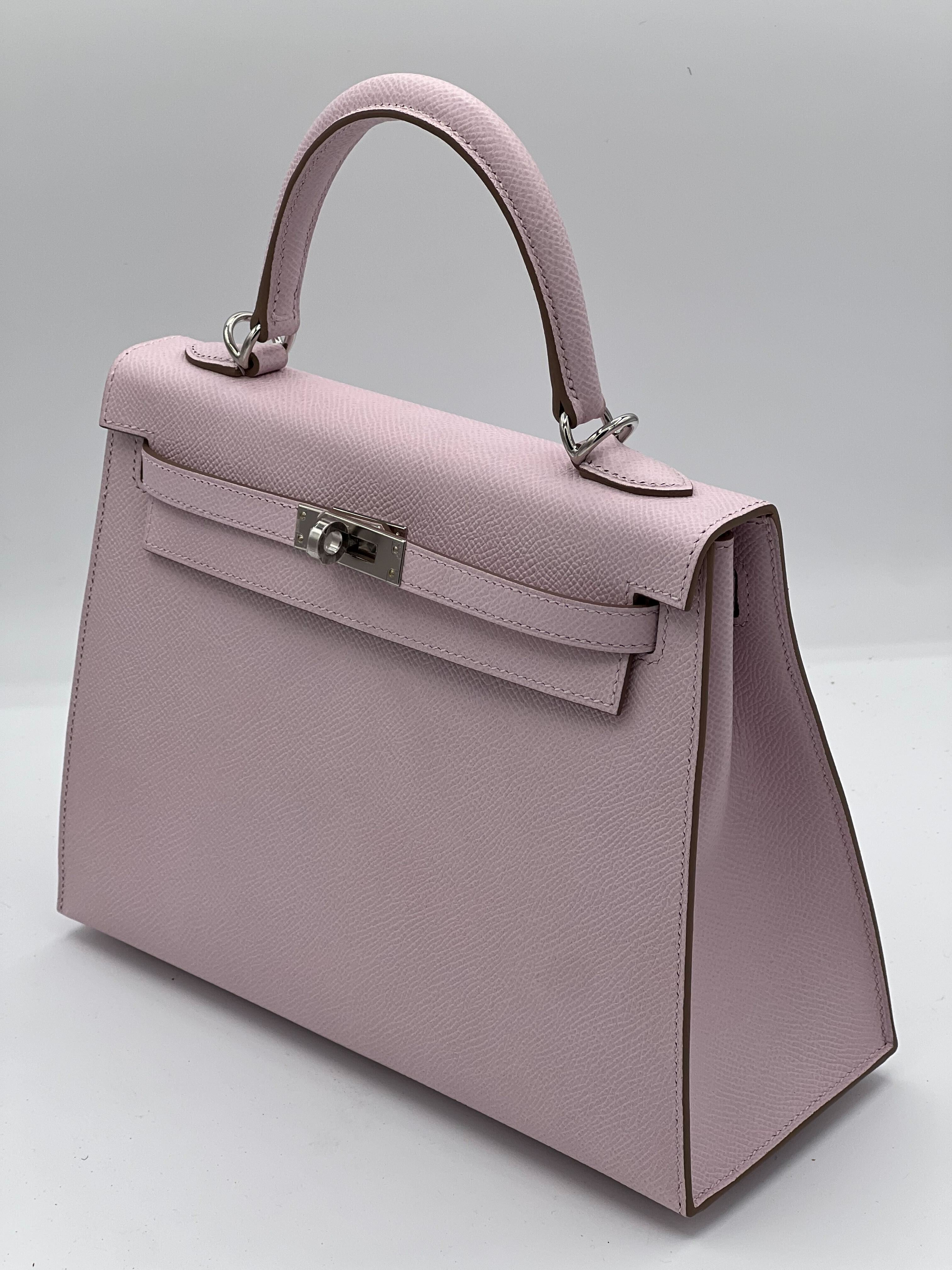 Hermès Kelly 25 Epsom Leather Mauve Pale Palladium Hardware