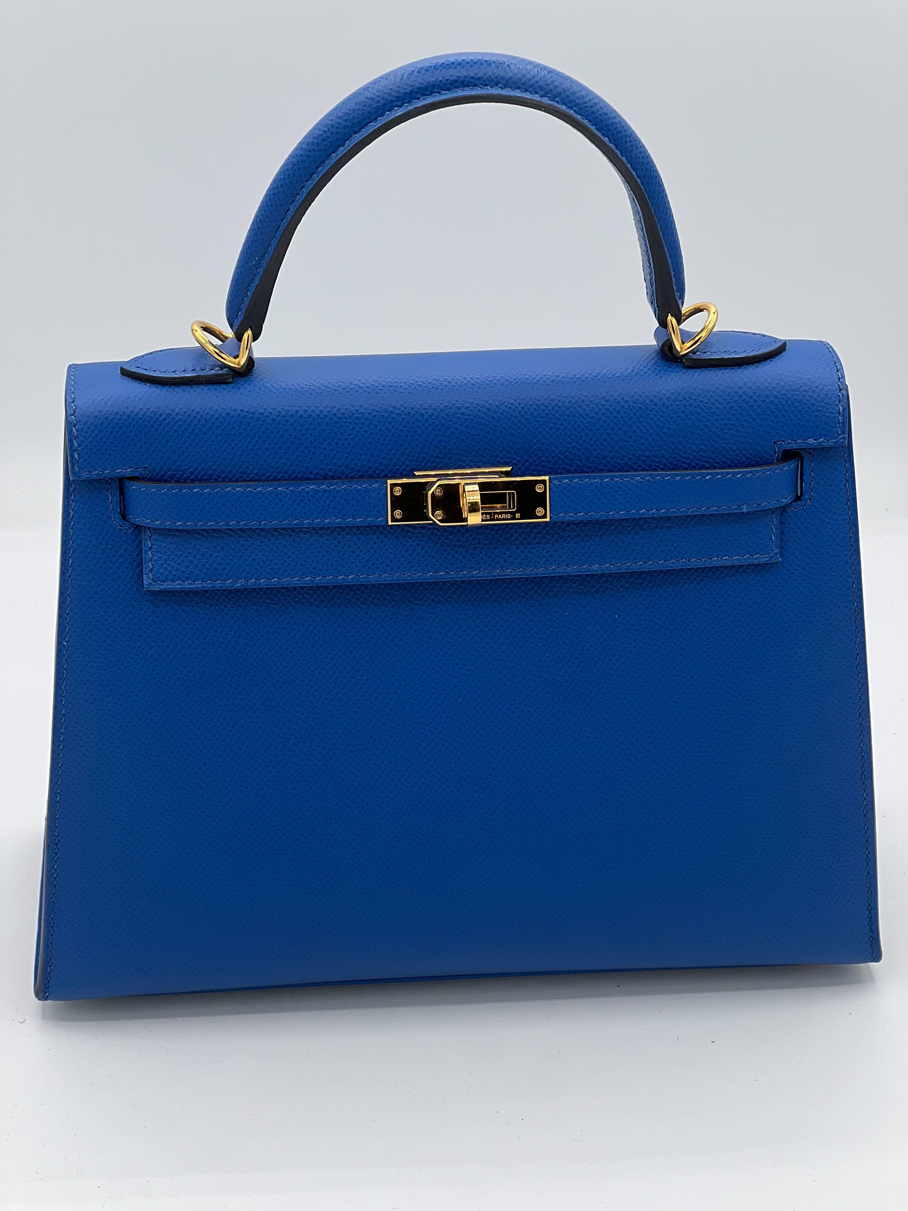 Hermès Kelly 25 Epsom Leather Bleu France Gold Hardware