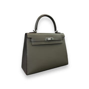 Hermès Kelly II Sellier 25 Gris Etain Epsom Palladium Hardware