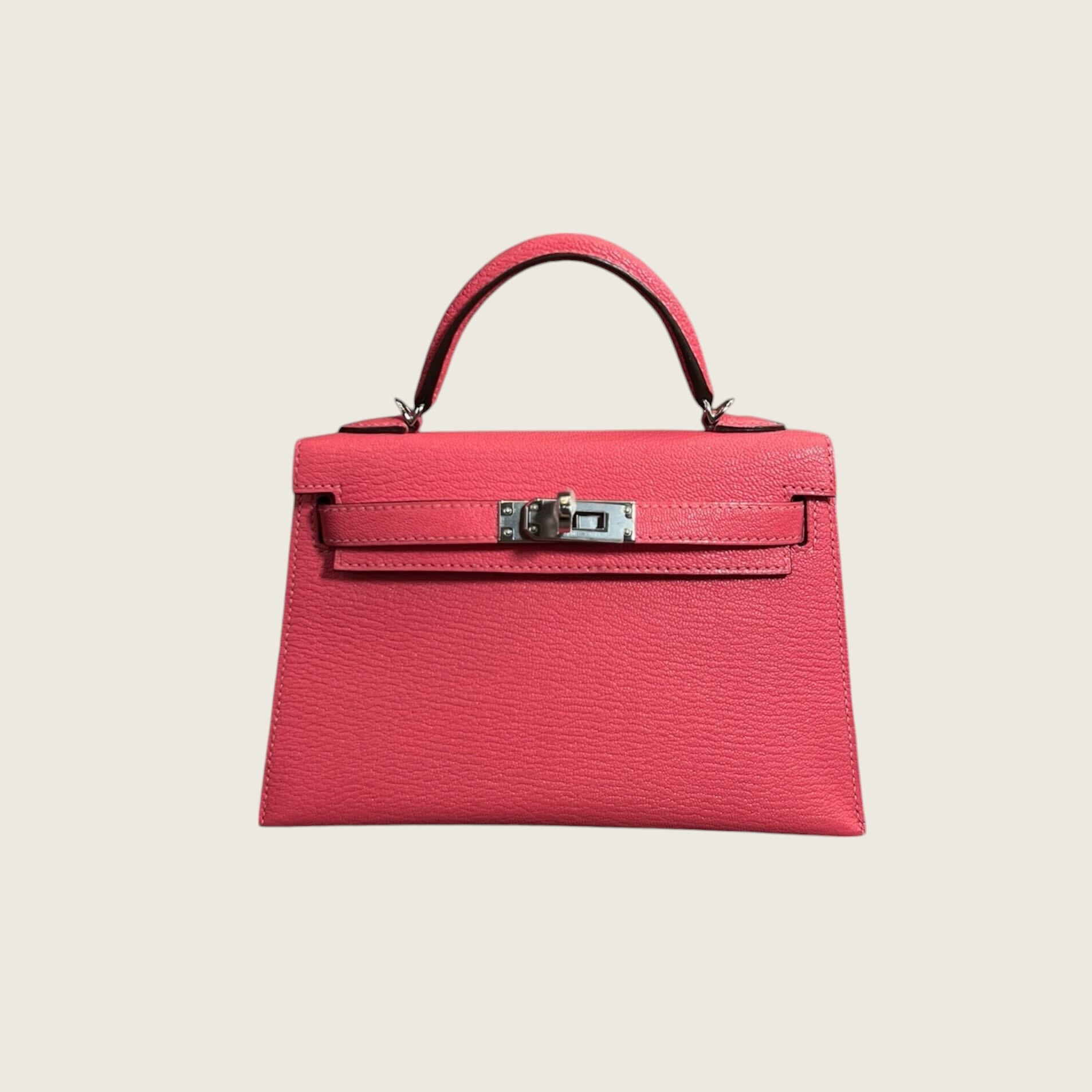 Hermès Kelly 20 Rose Pop Chèvre Mysore Palladium Hardware