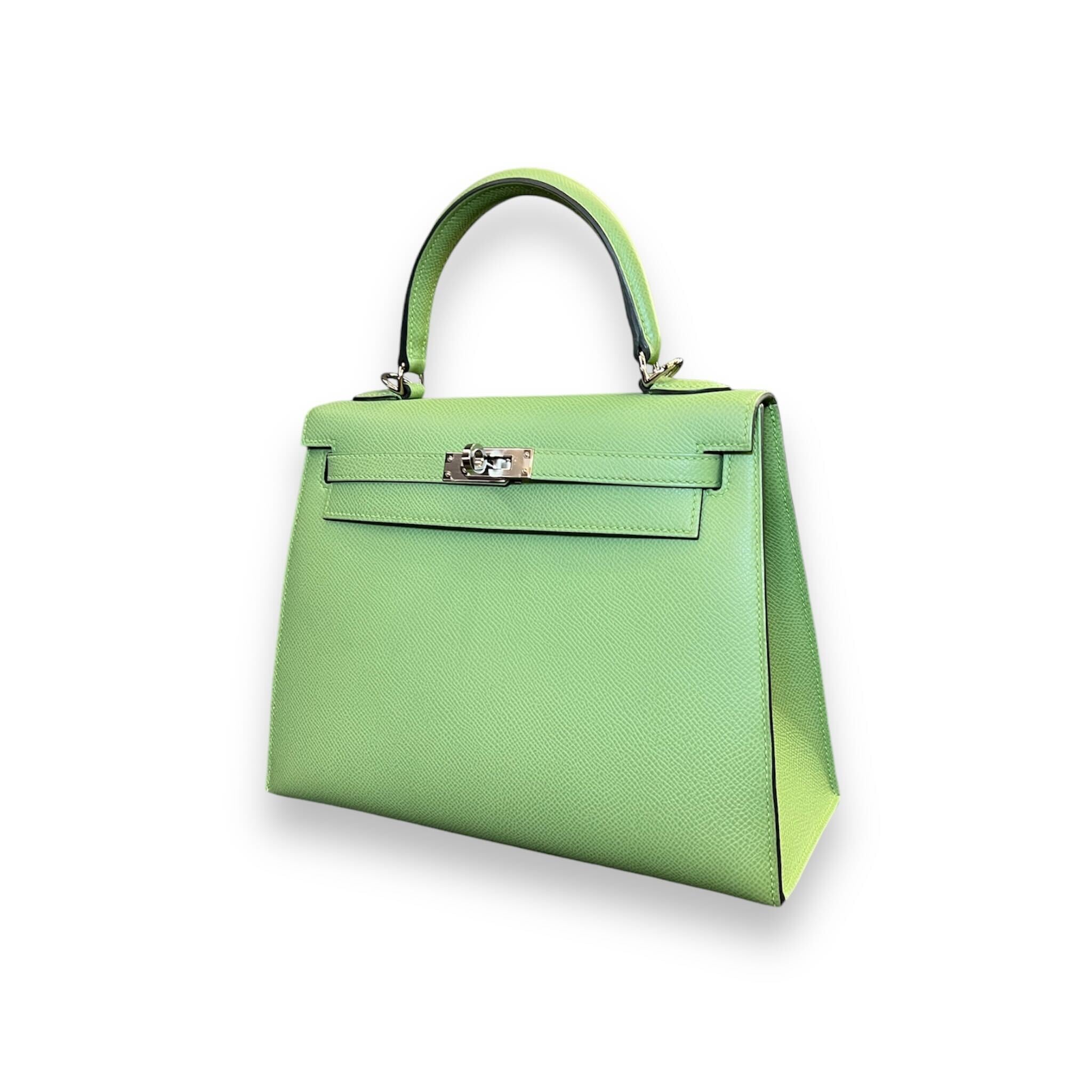 Hermès Kelly II Sellier 25 Vert Criquet Epsom Palladium Hardware