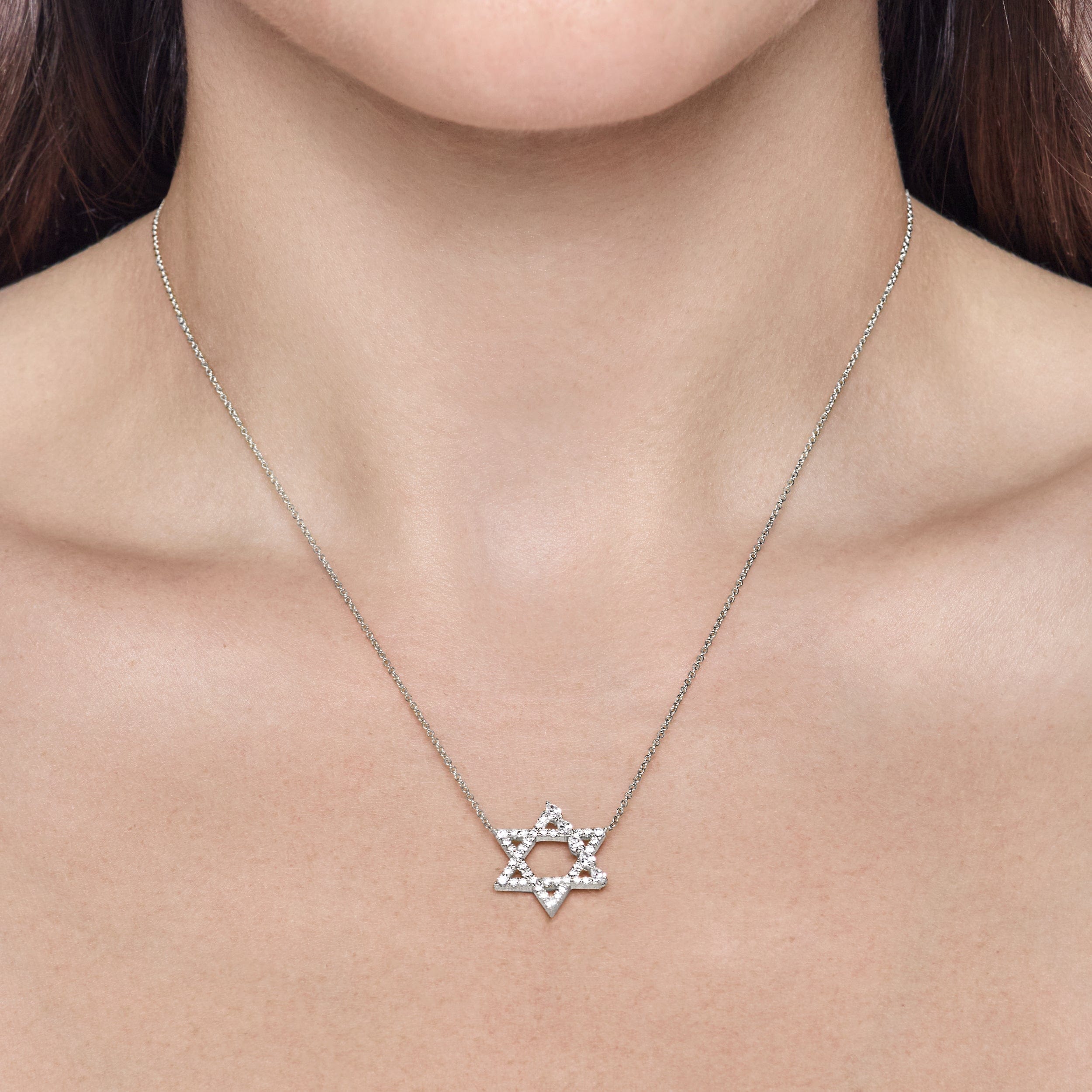 Multi-Shape Diamond Star of David Necklace - Natural Diamond