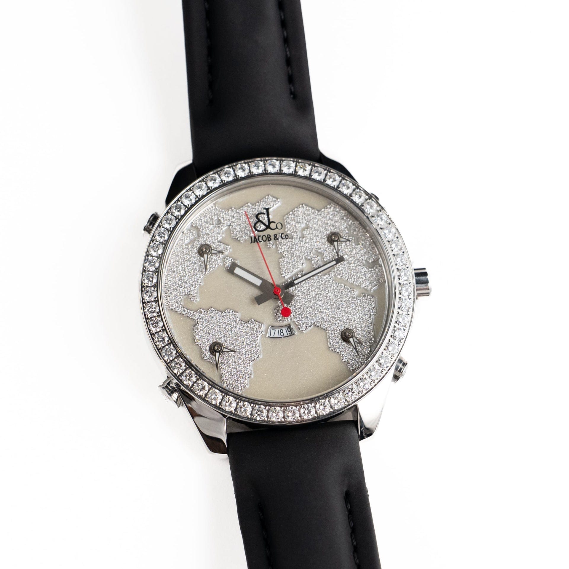 Jacob & Co. Five Time Zones JC-47WW 'Ladies' Stainless Steel Mother of Pearl Dial Diamond-Set