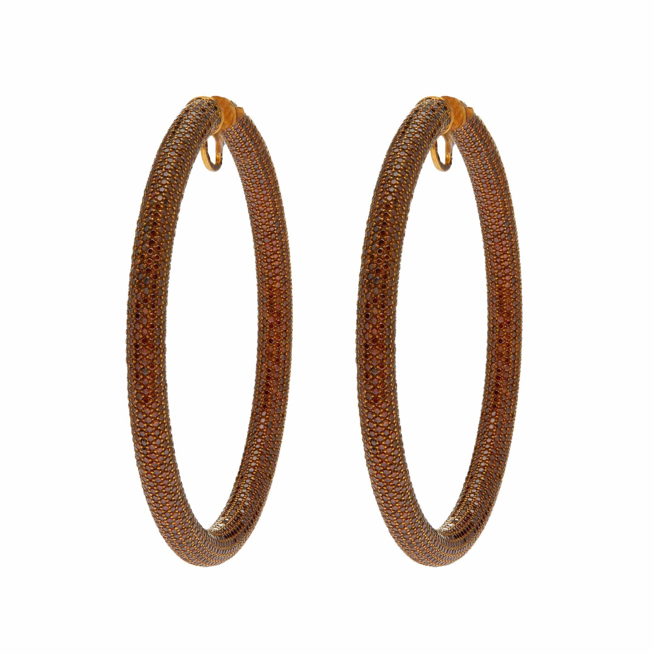 Earrings Jacob & Co. Hoop Earrings 18K Yellow Gold Pave Set with Brown Diamonds Wrist Aficionado