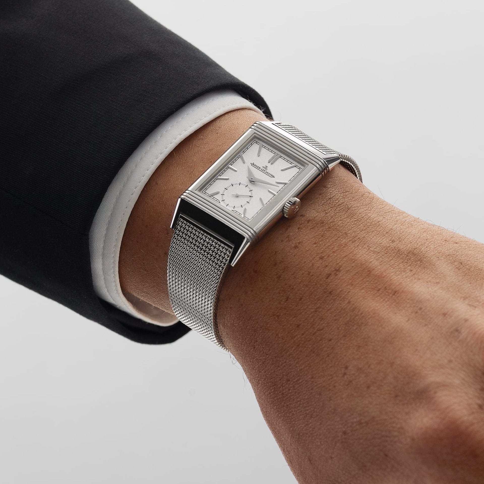 Jaeger-LeCoultre Reverso Q713312J Tribute Monoface Small Seconds White Gold Silver Dial Mesh Bracelet Limited Edition of 200