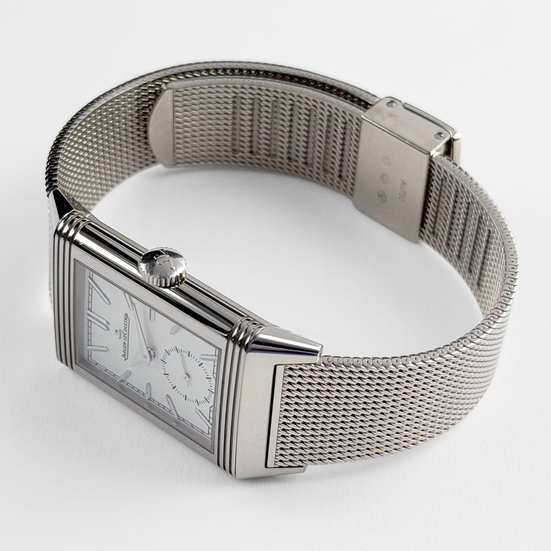 Jaeger-LeCoultre Reverso Q713312J Tribute Monoface Small Seconds White Gold Silver Dial Mesh Bracelet Limited Edition of 200