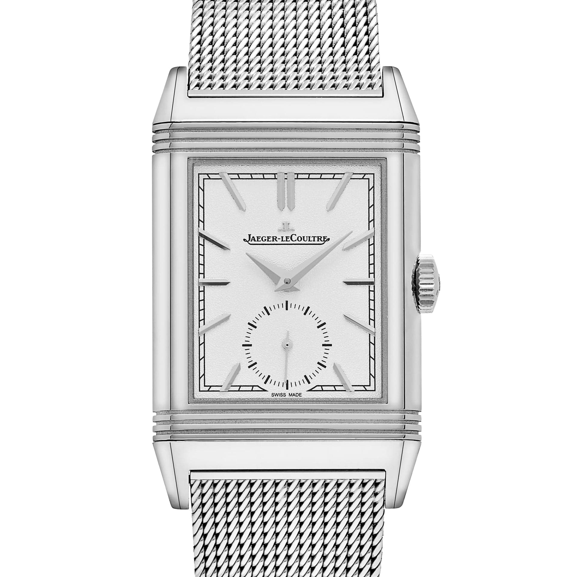 Jaeger-LeCoultre Reverso Q713312J Tribute Monoface Small Seconds White Gold Silver Dial Mesh Bracelet Limited Edition of 200