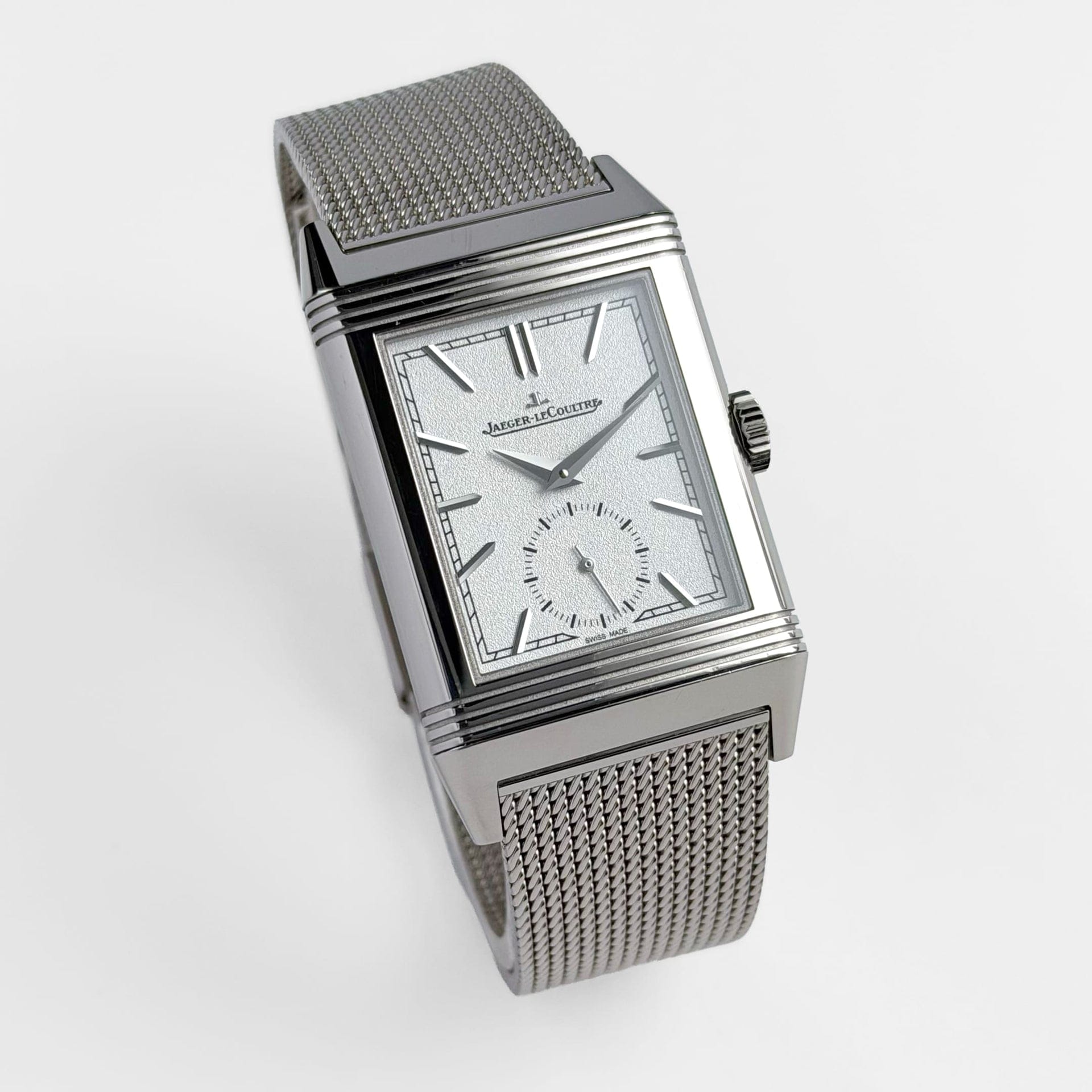 Jaeger-LeCoultre Reverso Q713312J Tribute Monoface Small Seconds White Gold Silver Dial Mesh Bracelet Limited Edition of 200