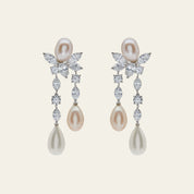 Graff Platinum and White Gold Diamond and Pearl Drop Earrings