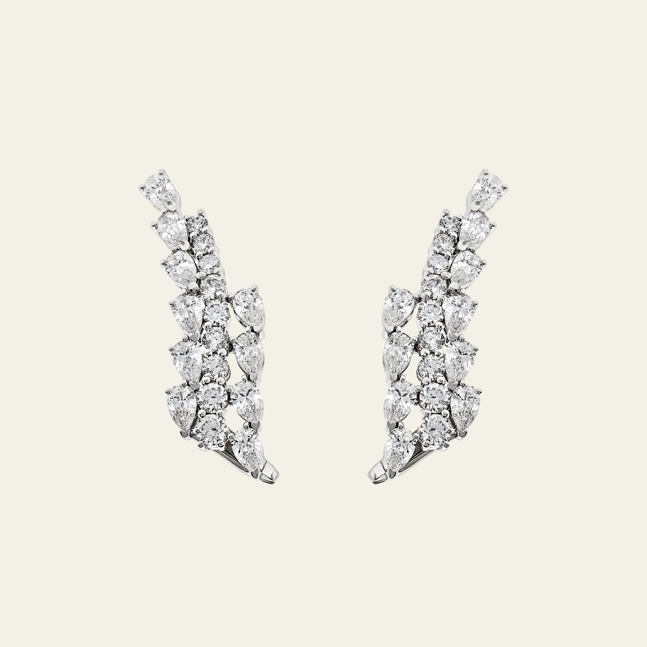 Pear-Shaped Diamond Wing Ear Climbers