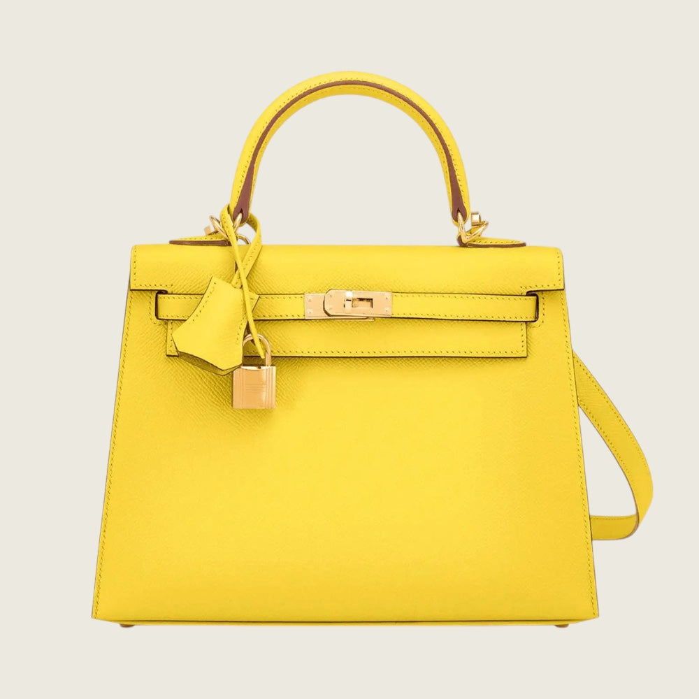 Hermès Kelly 25 Sellier Epsom Leather Lime Gold Hardware