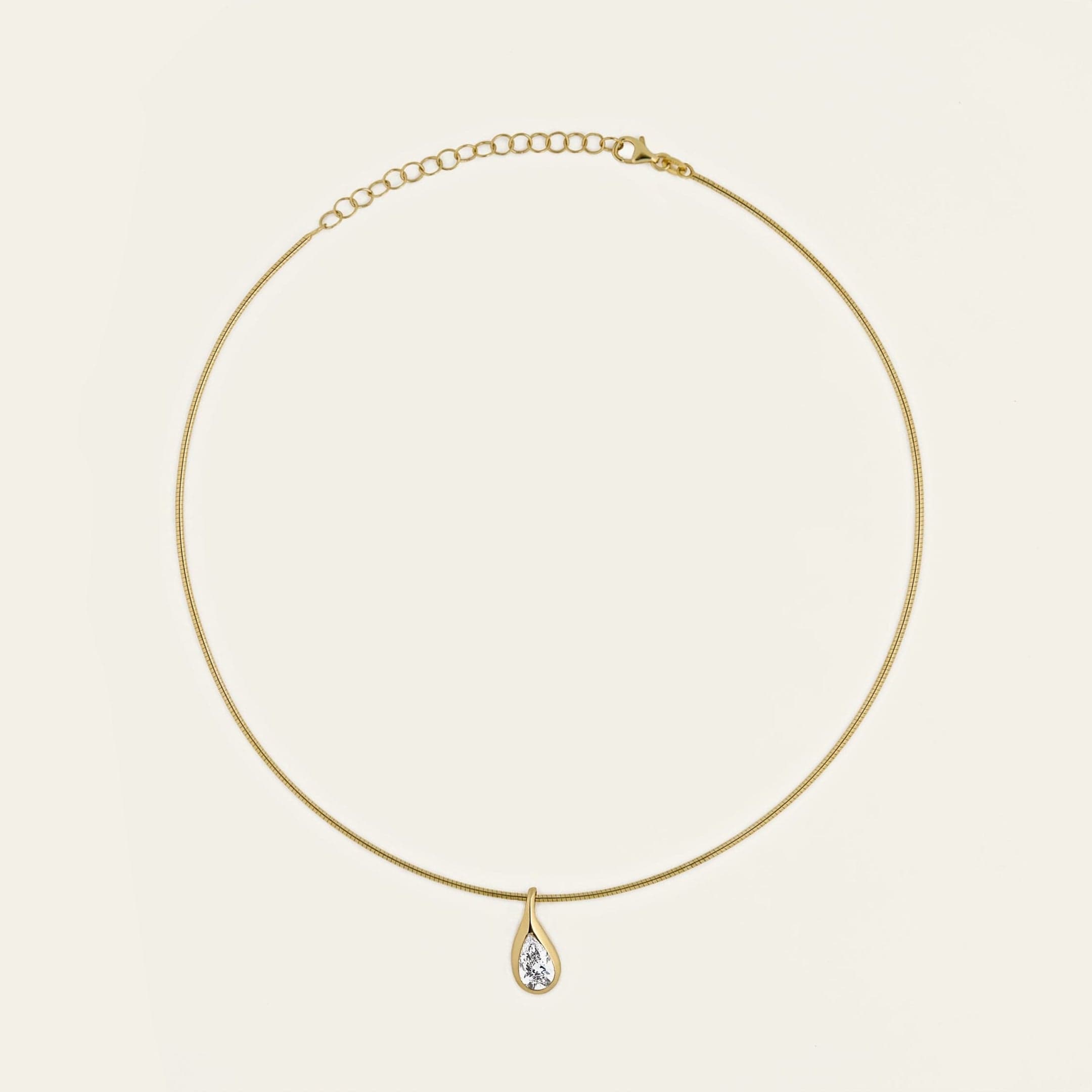 Mika Pear Diamond Pendant on Cuff Necklace