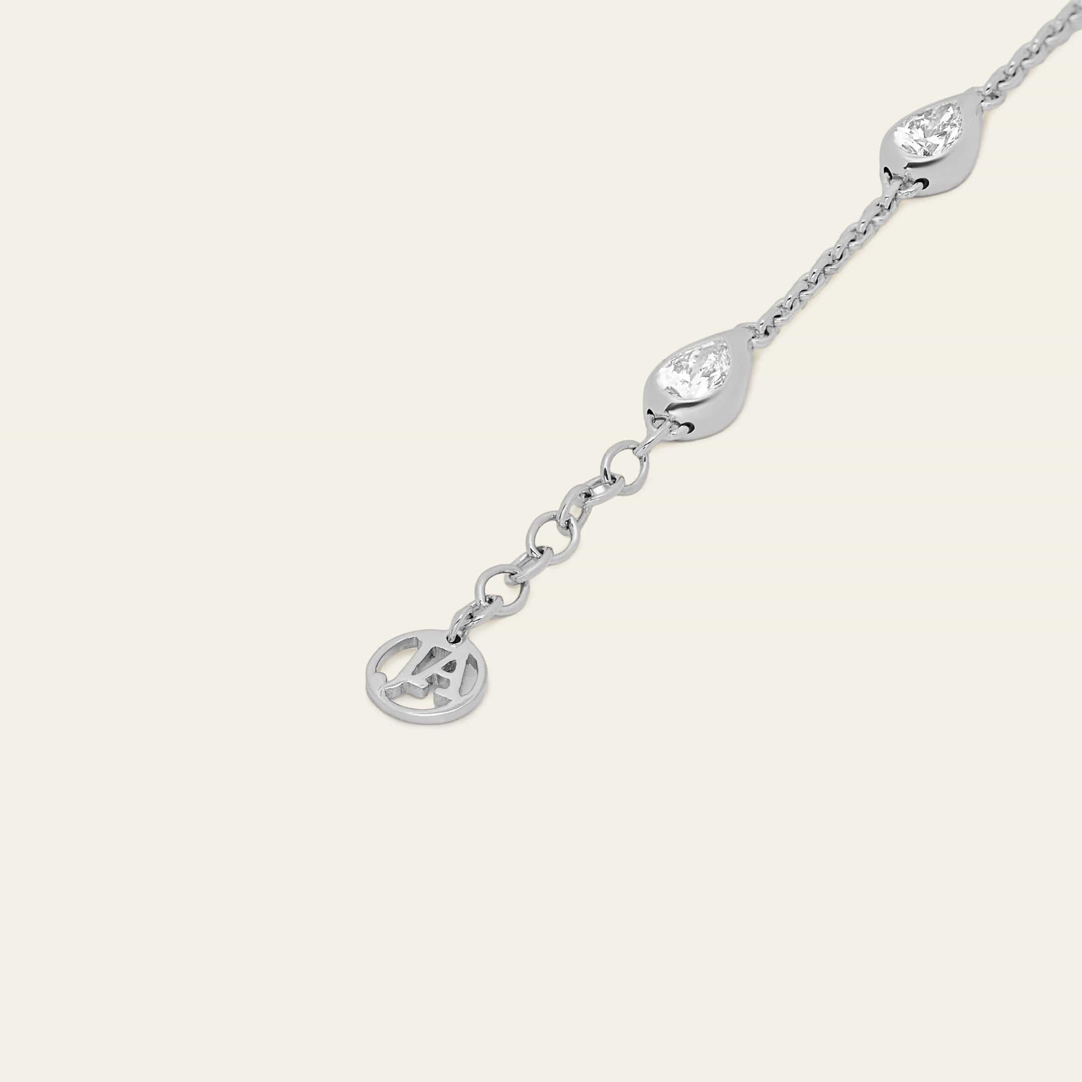 Mika Pear Shaped Diamond Bracelet in White Gold