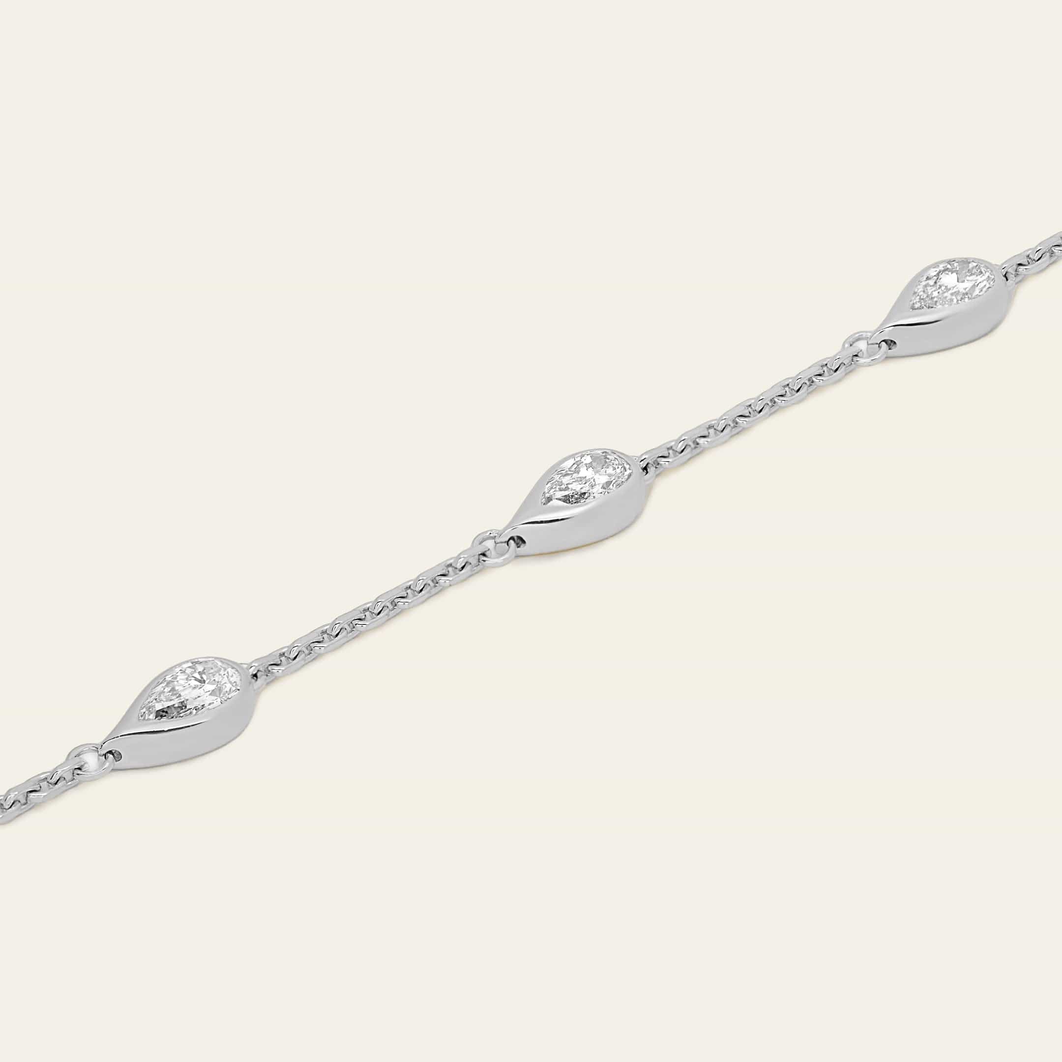 Mika Pear Shaped Diamond Bracelet in White Gold
