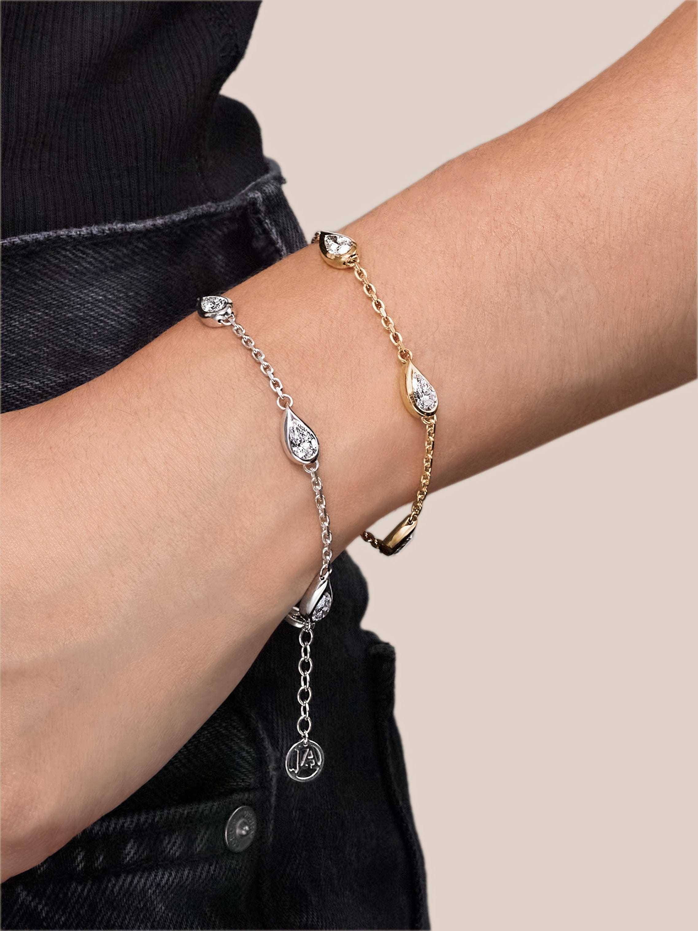 Mika Pear Shaped Diamond Bracelet in White Gold