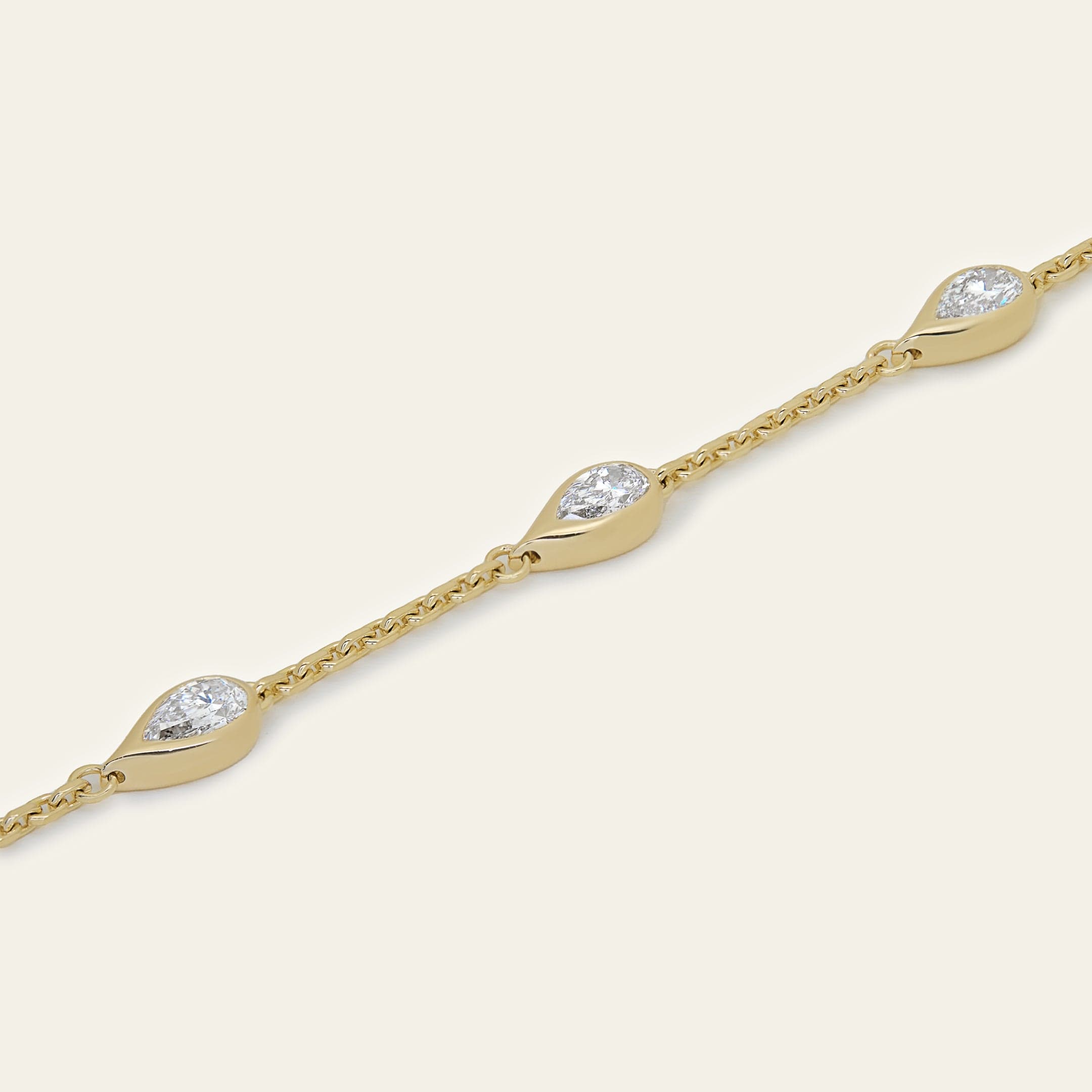 Mika Pear Shaped Diamond Bracelet in Yellow Gold