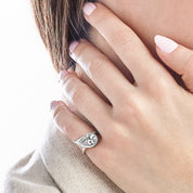 Mika Pinky Ring in White Gold with Pear Diamond