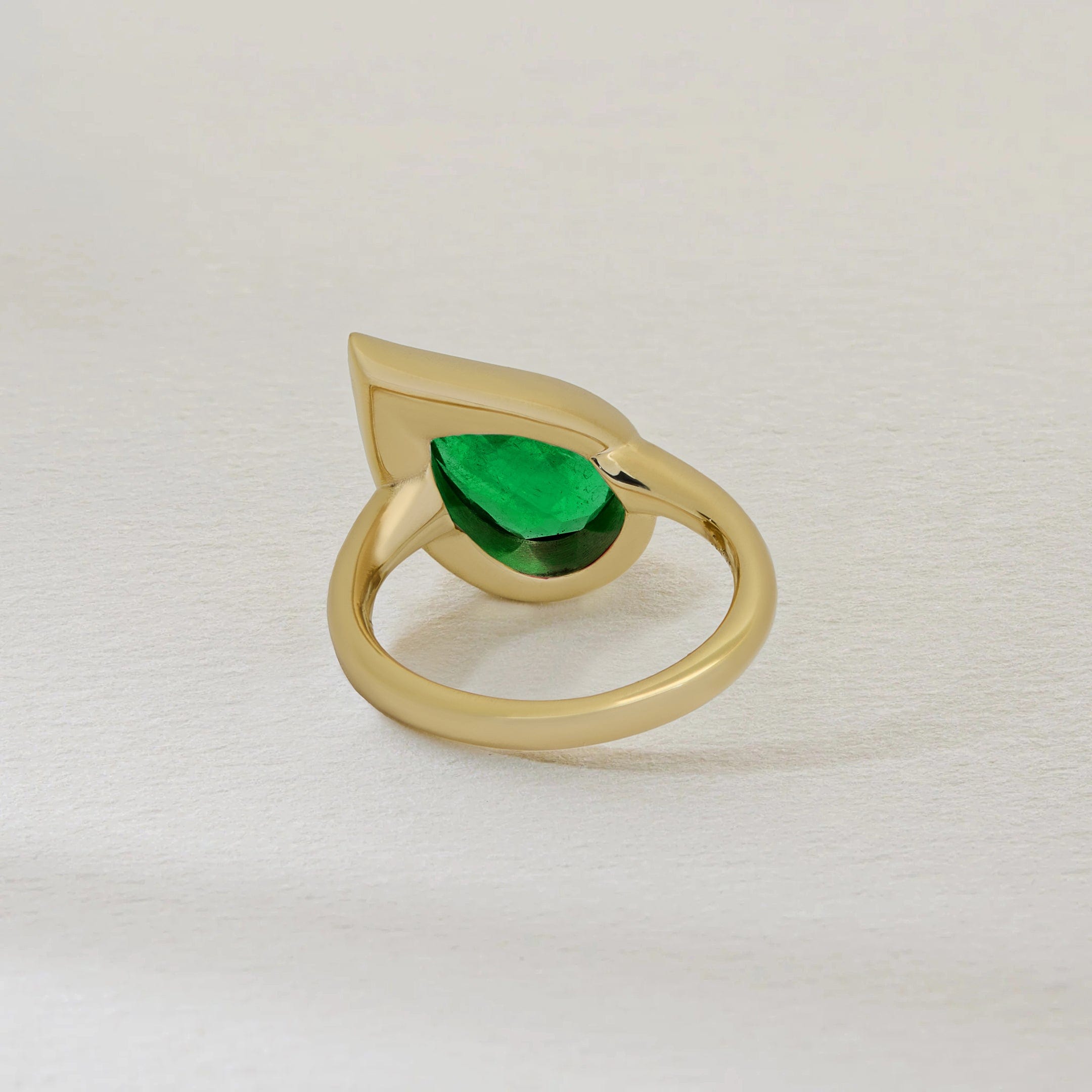 Chunky Pinky Ring with Pear Emerald – Bold, Bezel Set Power Ring