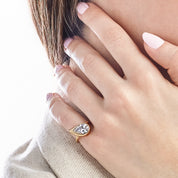 Mika Pinky Ring in Yellow Gold with Pear Diamond