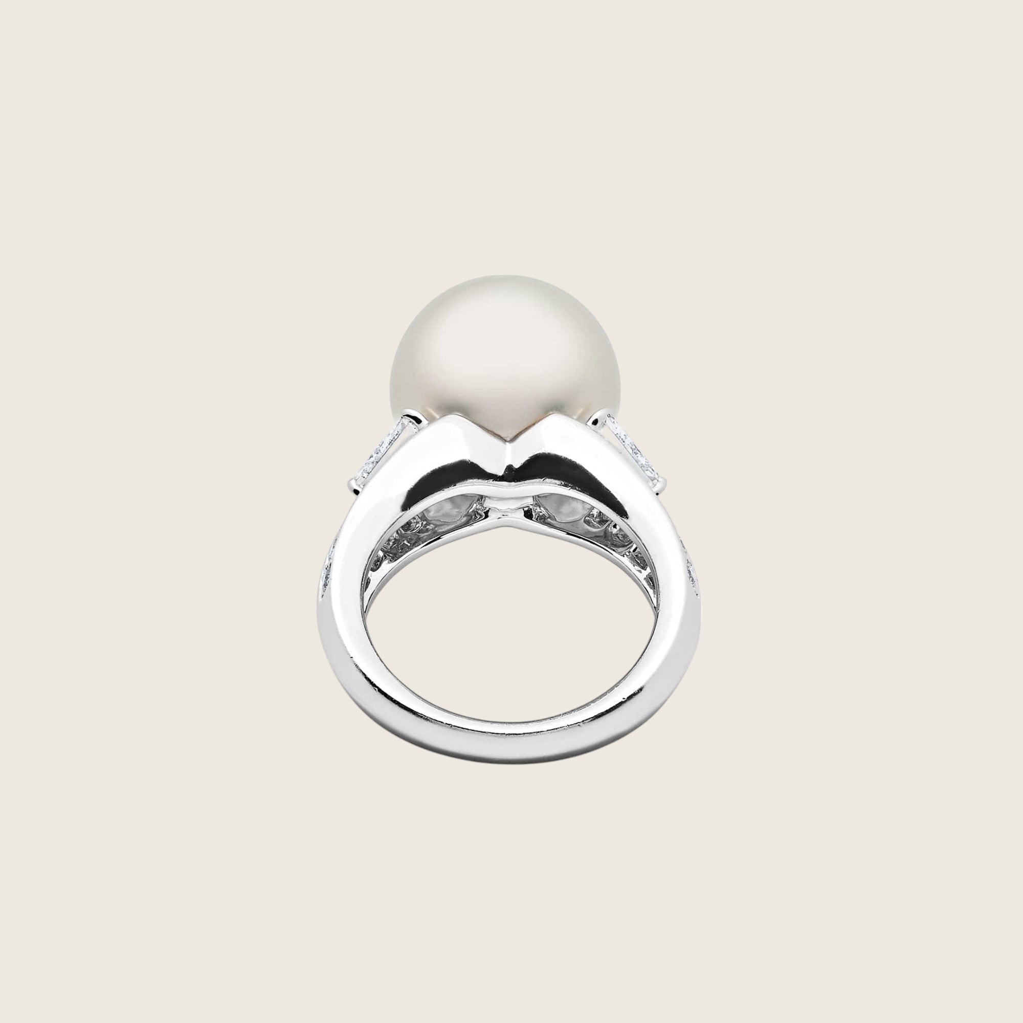 Mikimoto White South Sea Cultured Pearl and Diamond Ring