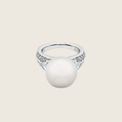 Mikimoto White South Sea Cultured Pearl and Diamond Ring