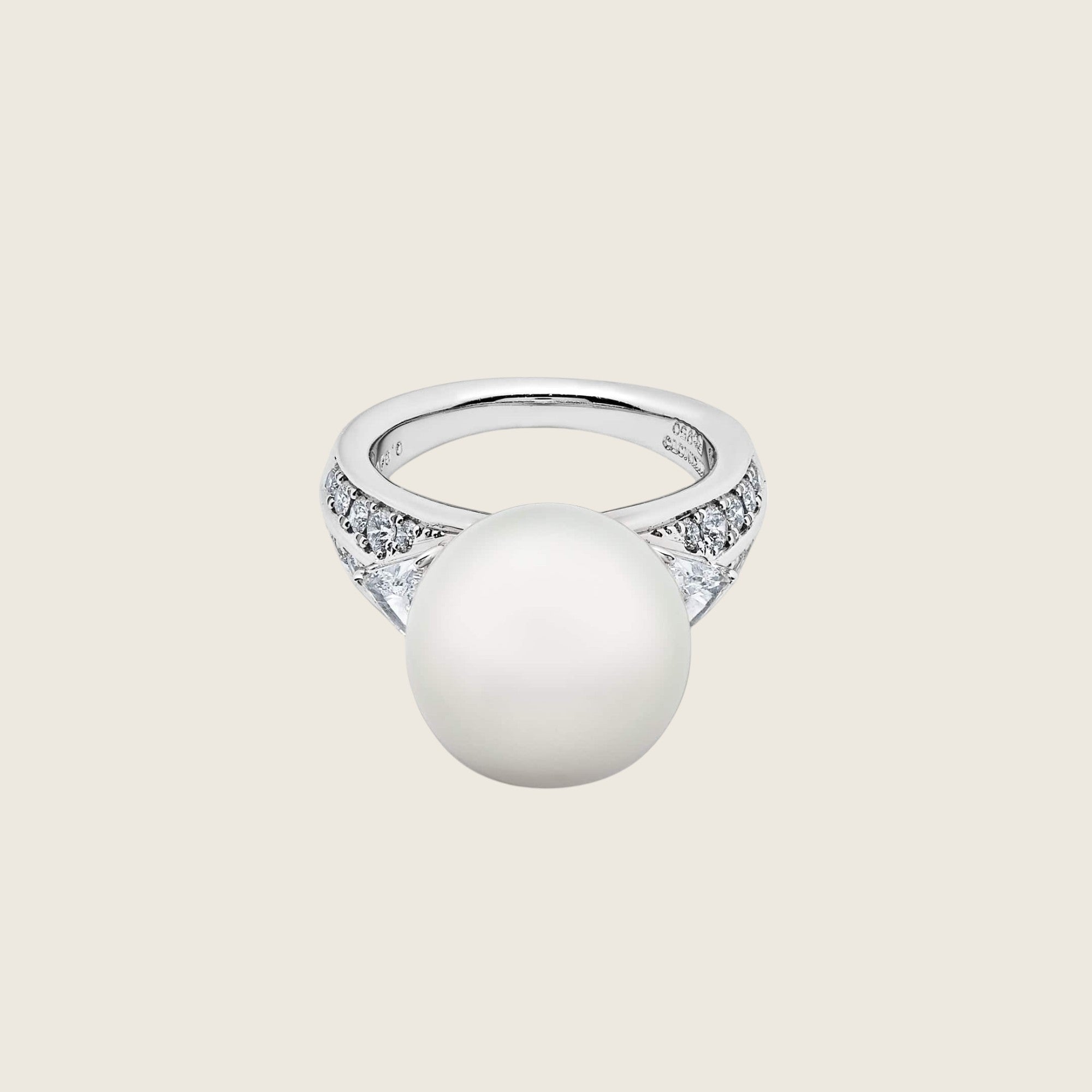 Mikimoto White South Sea Cultured Pearl and Diamond Ring