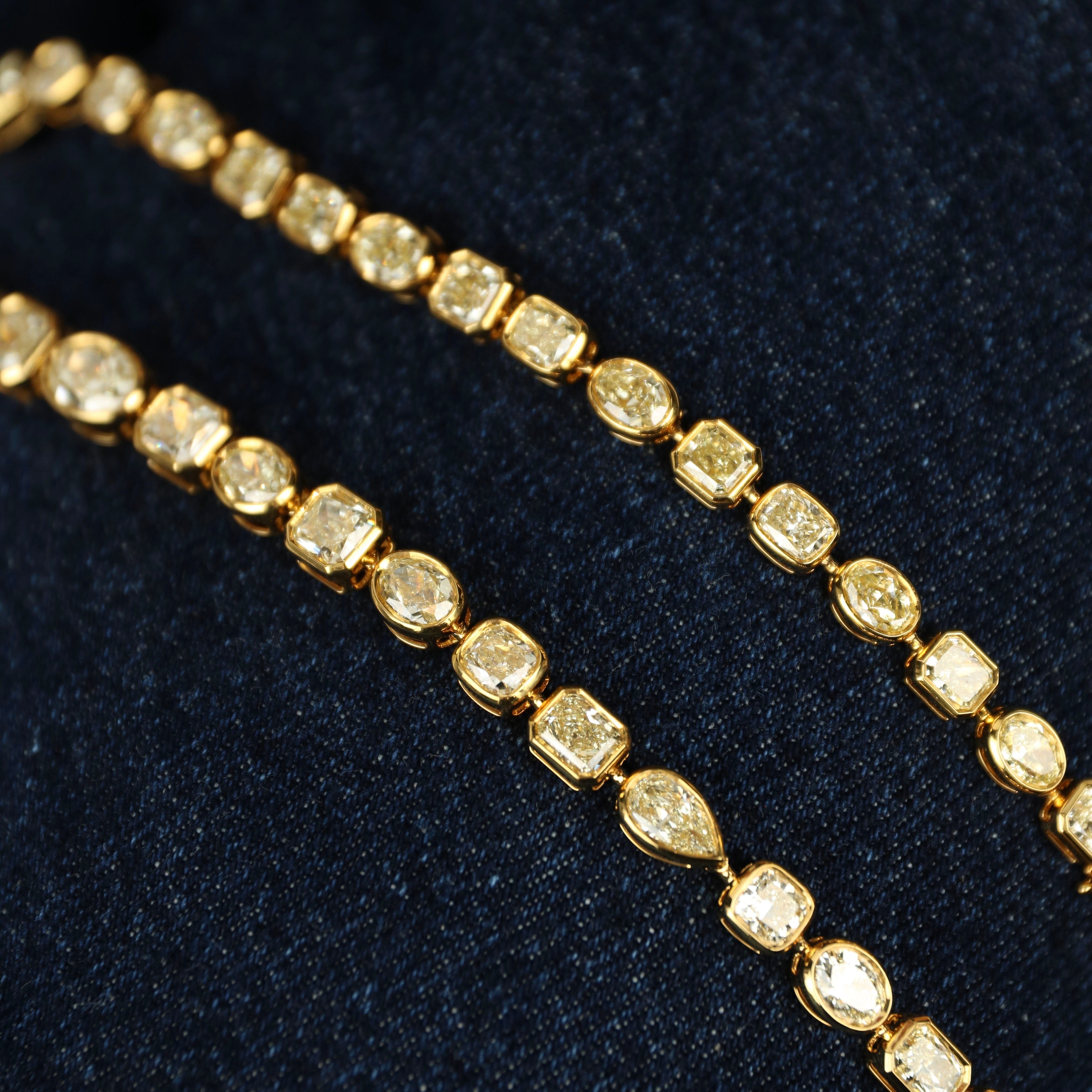 Multi-Shape Bezel Set Yellow Diamond Necklace