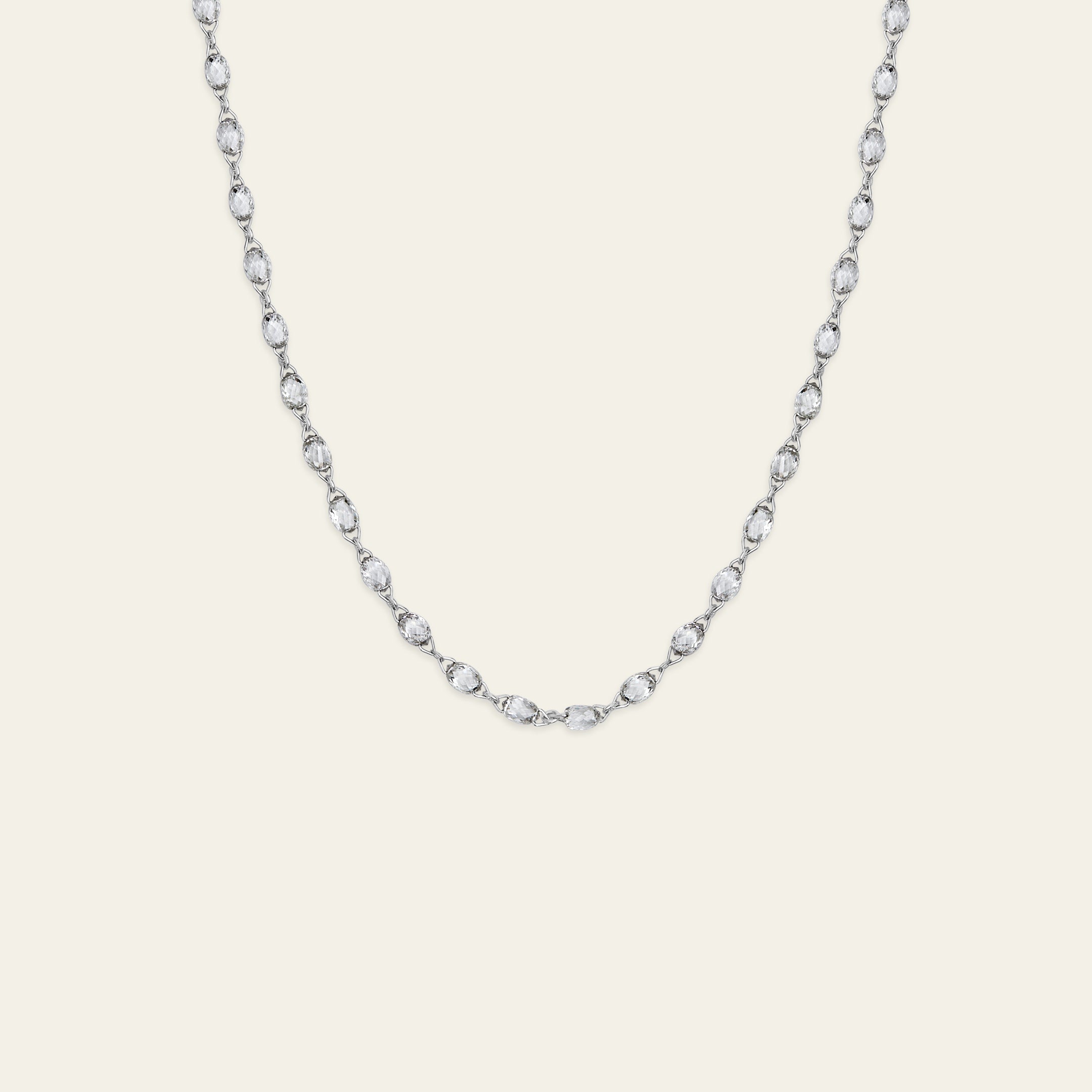 Briolette Diamond Chain Necklace in White Gold