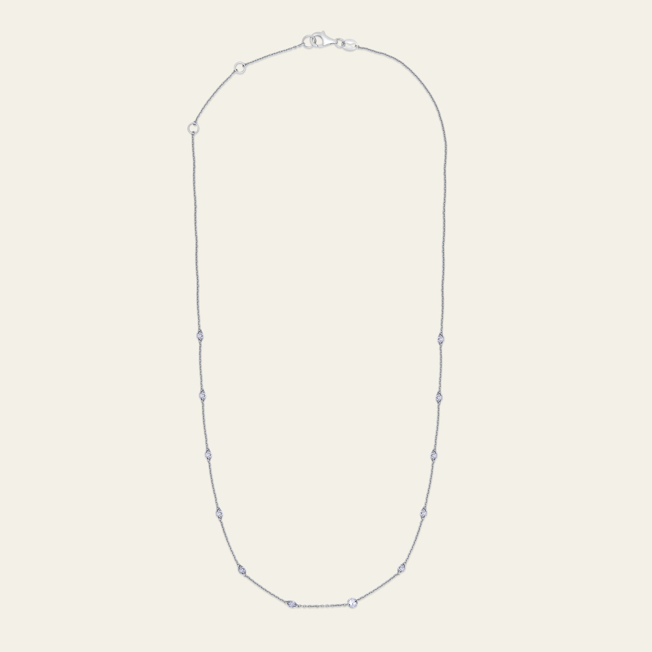 Floating Diamond Tennis Necklace in White Gold