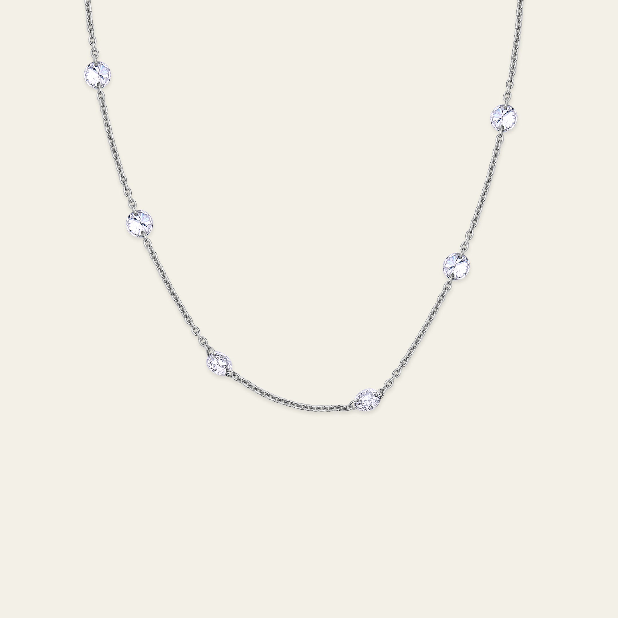 Floating Diamond Tennis Necklace in White Gold