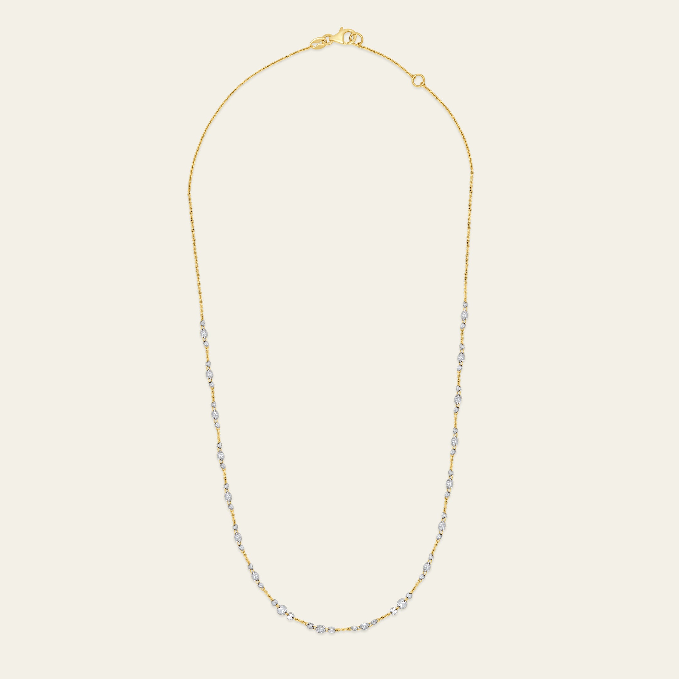 Floating Diamond Trio Tennis Necklace in Yellow Gold