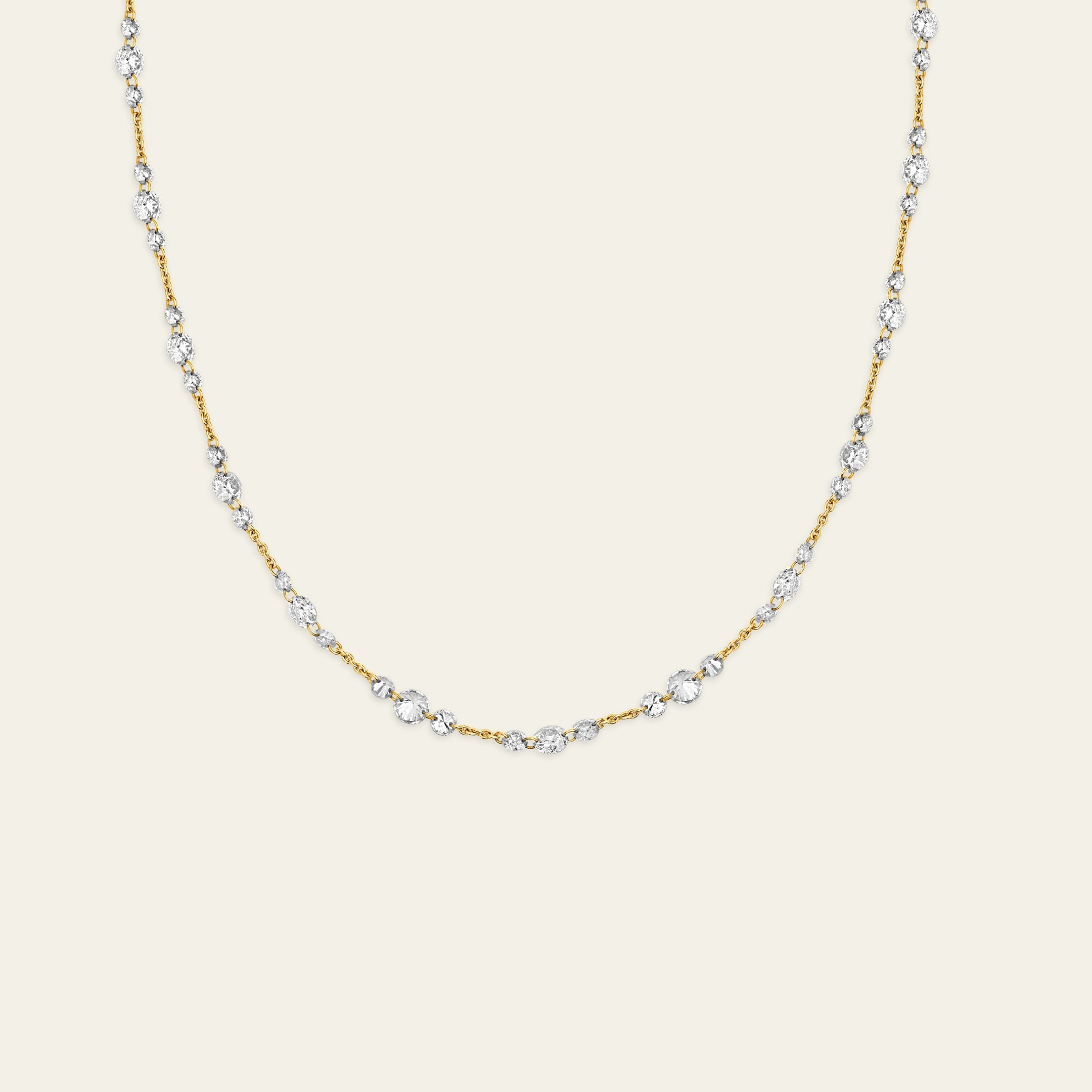 Floating Diamond Trio Tennis Necklace in Yellow Gold